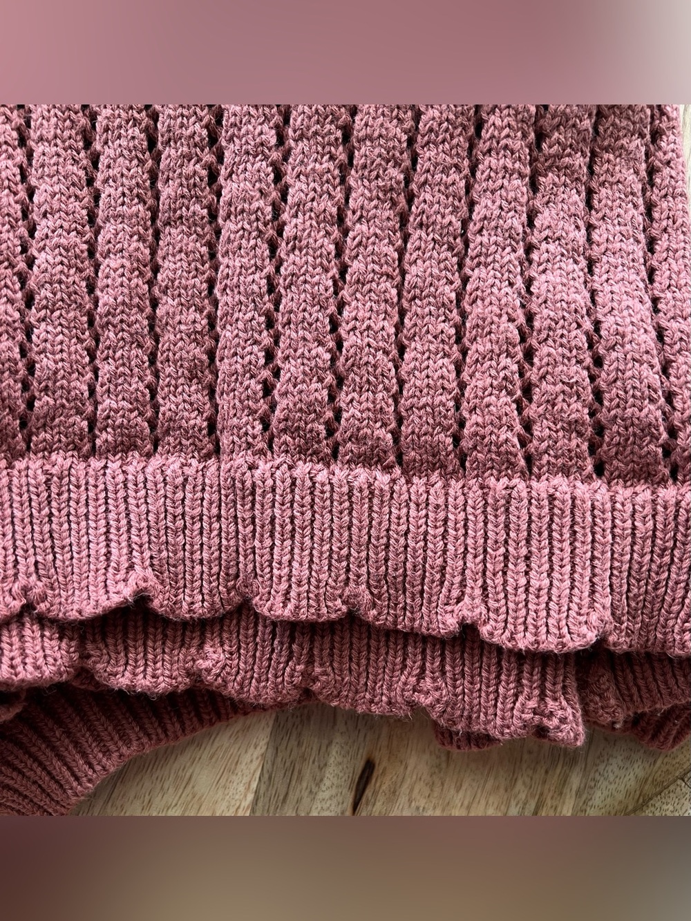 Sanctuary 100% Cotton Sleeveless Sweater Rust/Rose Scalloped Hem Women’s SZ M - Picture 9 of 12